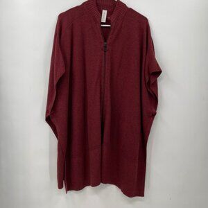 Lululemon OS Burgundy Red Yak Wool Blend Zip Up Poncho Sweater Cape